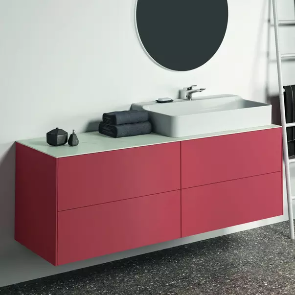  Dulapuri baie - Dulap baza suspendat Ideal Standard Atelier Conca rosu - oranj mat 4 sertare 160 cm