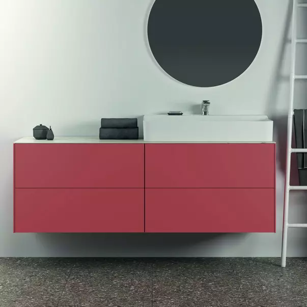  Dulapuri baie - Dulap baza suspendat Ideal Standard Atelier Conca rosu - oranj mat 4 sertare 200 cm