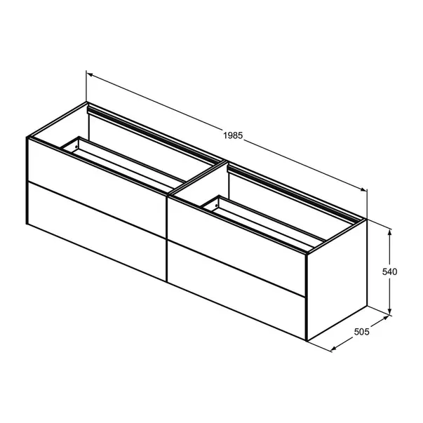 Dulap baza suspendat Ideal Standard Atelier Conca finisaj stejar deschis 4 sertare 200 cm [6]