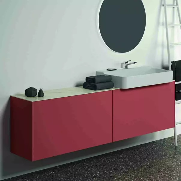 Mobilier Baie - Dulap baza suspendat Ideal Standard Atelier Conca 2 sertare 200 cm rosu - oranj mat