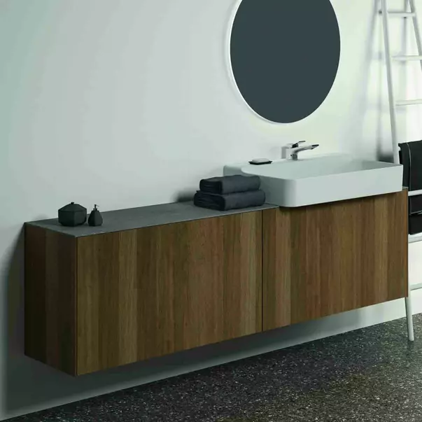 Dulap baza suspendat Ideal Standard Atelier Conca 2 sertare 200 cm finisaj nuc inchis [2]