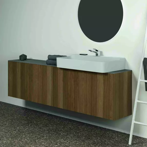 Dulap baza suspendat Ideal Standard Atelier Conca 2 sertare 200 cm finisaj nuc inchis [3]