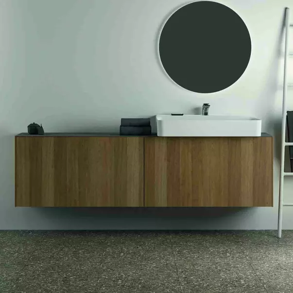 Dulap baza suspendat Ideal Standard Atelier Conca 2 sertare 200 cm finisaj nuc inchis [4]