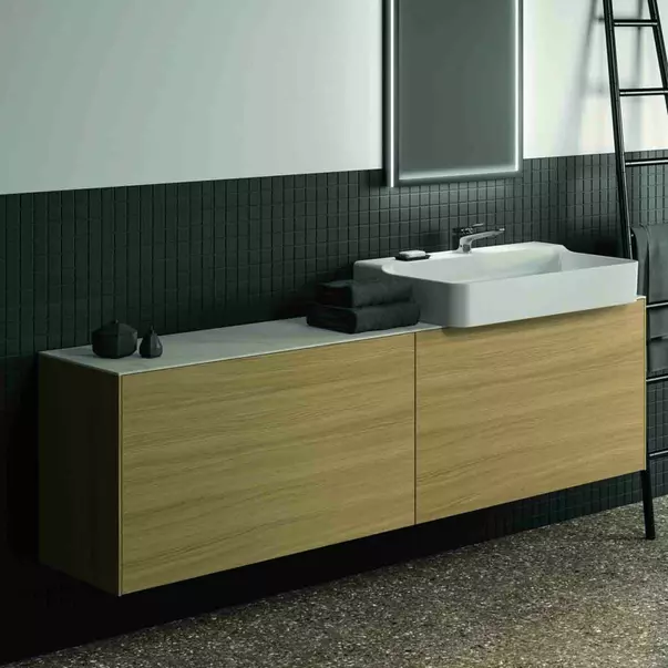Mobilier Baie - Dulap baza suspendat Ideal Standard Atelier Conca 2 sertare 200 cm finisaj stejar deschis