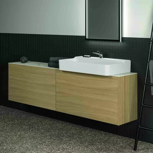 Dulap baza suspendat Ideal Standard Atelier Conca 2 sertare 200 cm finisaj stejar deschis [5]
