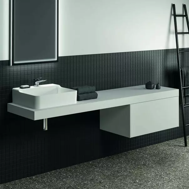 Blat pentru lavoar Ideal Standard Atelier Conca fara decupaj alb mat 200 cm [3]