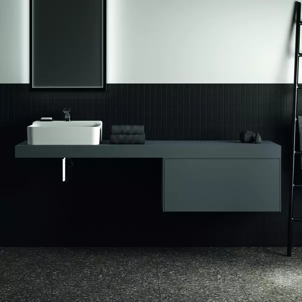 Blat pentru lavoar Ideal Standard Atelier Conca fara decupaj antracit mat 200 cm [3]