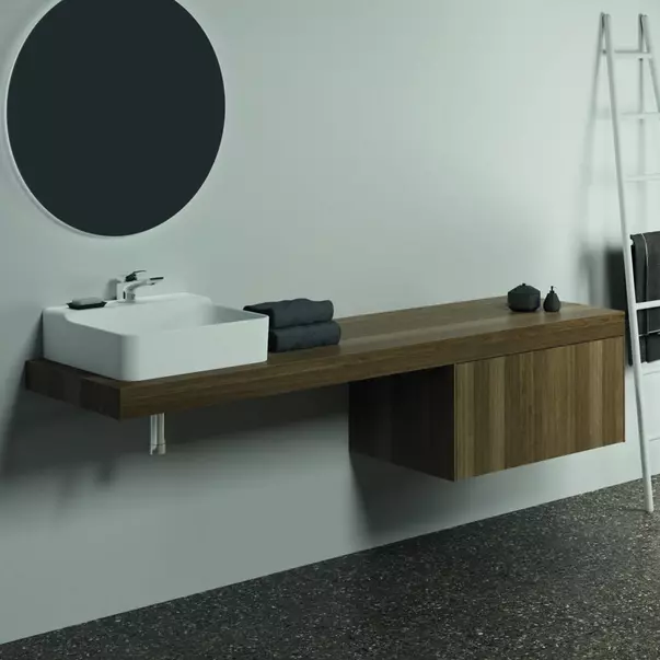Blat pentru lavoar Ideal Standard Atelier Conca fara decupaj finisaj nuc inchis 200 cm [2]