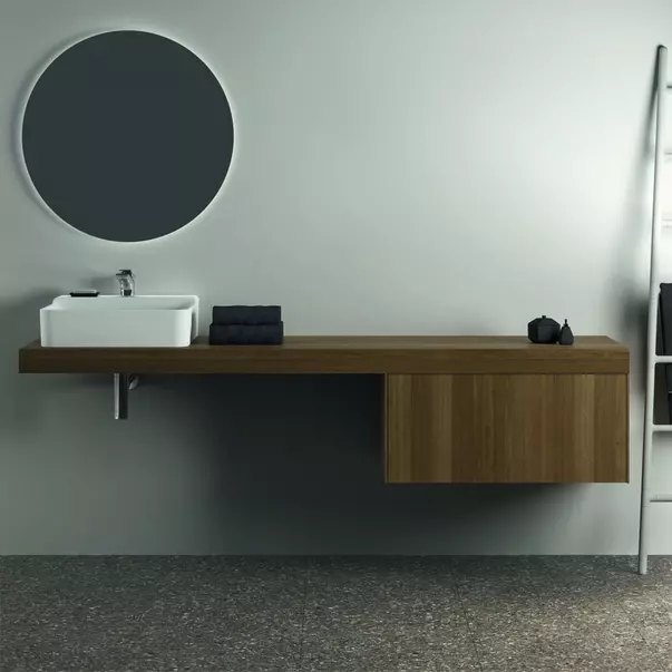 Blat pentru lavoar Ideal Standard Atelier Conca fara decupaj finisaj nuc inchis 200 cm [3]