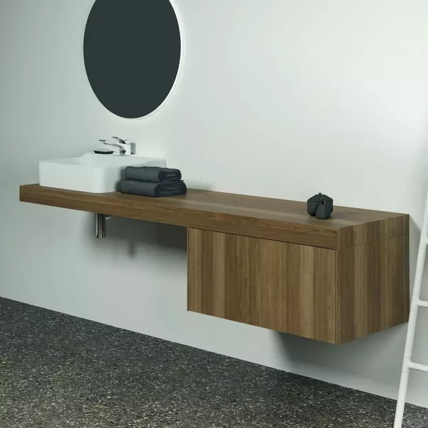 Blat pentru lavoar Ideal Standard Atelier Conca fara decupaj finisaj nuc inchis 200 cm [5]