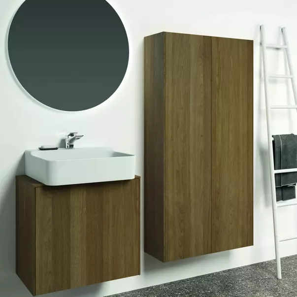  Dulapuri baie - Dulap inalt suspendat Ideal Standard Atelier Conca finisaj nuc inchis 72 cm 2 usi