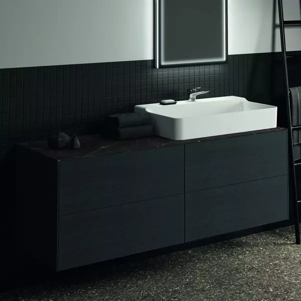 Blat ceramic pentru lavoar Ideal Standard Atelier Conca 160 cm finisaj negru marmura [2]