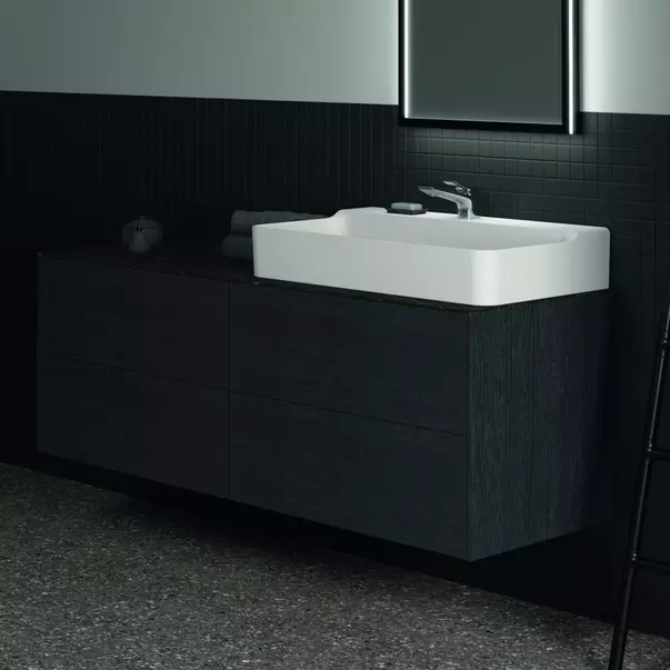 Blat ceramic pentru lavoar Ideal Standard Atelier Conca 160 cm finisaj negru marmura [4]