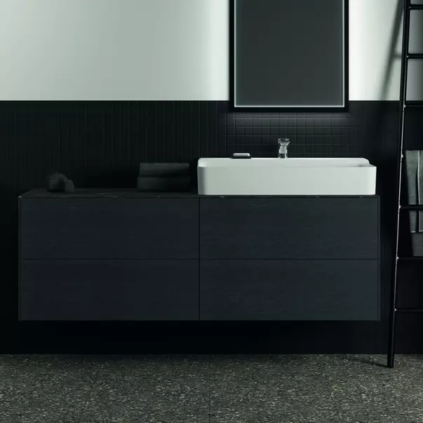 Blat ceramic pentru lavoar Ideal Standard Atelier Conca 160 cm finisaj negru marmura [5]
