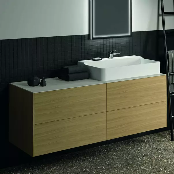 Blat ceramic pentru lavoar Ideal Standard Atelier Conca 160 cm finisaj alb marmura [2]