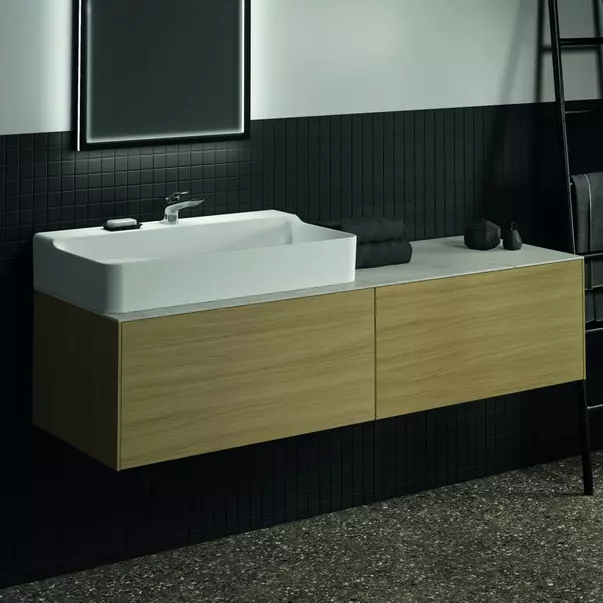 Blat ceramic pentru lavoar Ideal Standard Atelier Conca 160 cm finisaj alb marmura [4]