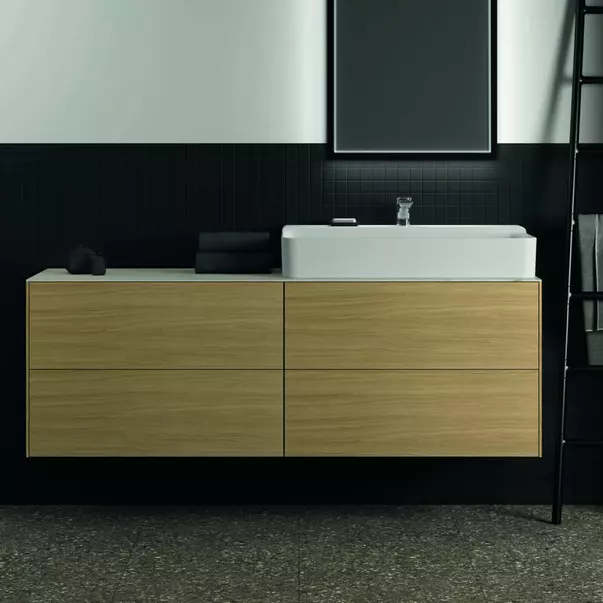 Blat ceramic pentru lavoar Ideal Standard Atelier Conca 160 cm finisaj alb marmura [7]