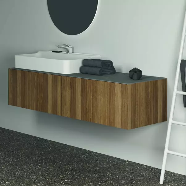  Dulapuri baie - Blat ceramic pentru lavoar Ideal Standard Atelier Conca 160 cm finisaj gri deschis