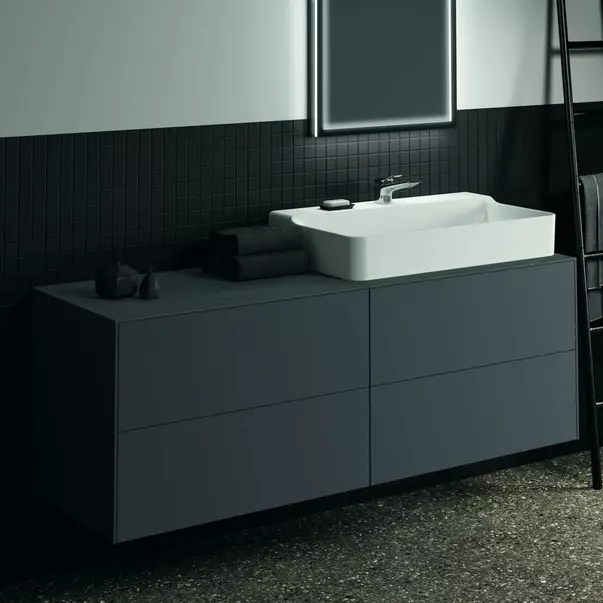 Blat ceramic pentru lavoar Ideal Standard Atelier Conca 160 cm finisaj gri deschis [3]