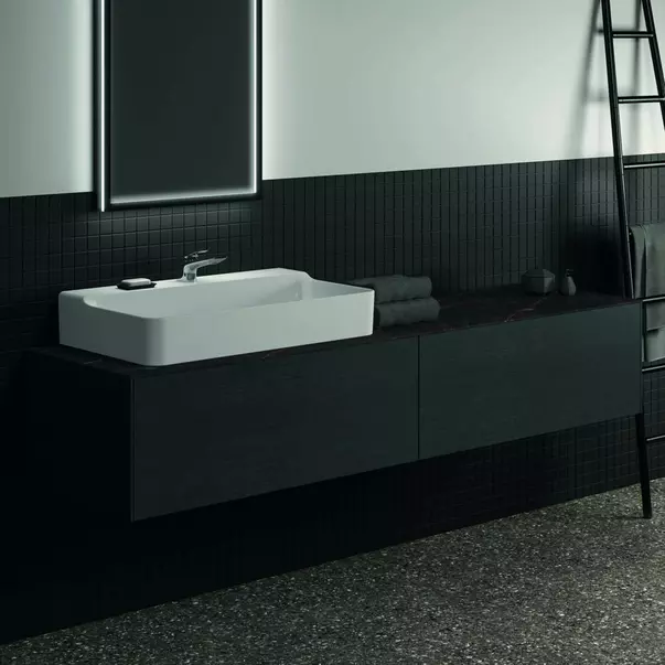 Blat ceramic pentru lavoar Ideal Standard Atelier Conca 200 cm finisaj negru marmura [2]