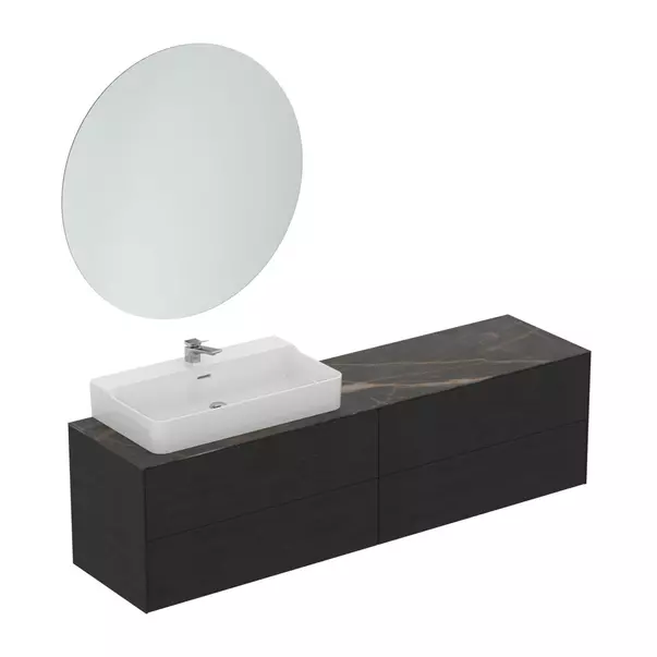 Blat ceramic pentru lavoar Ideal Standard Atelier Conca 200 cm finisaj negru marmura [3]