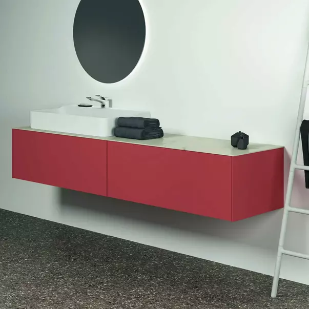 Blat ceramic pentru lavoar Ideal Standard Atelier Conca 200 cm finisaj alb marmura [3]