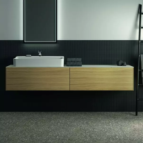 Blat ceramic pentru lavoar Ideal Standard Atelier Conca 200 cm finisaj alb marmura [4]