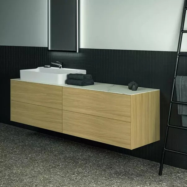 Blat ceramic pentru lavoar Ideal Standard Atelier Conca 200 cm finisaj alb marmura [7]