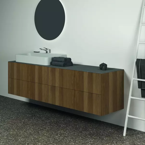  Dulapuri baie - Blat ceramic pentru lavoar Ideal Standard Atelier Conca 200 cm finisaj gri deschis