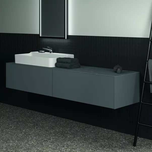 Blat ceramic pentru lavoar Ideal Standard Atelier Conca 200 cm finisaj gri deschis [7]