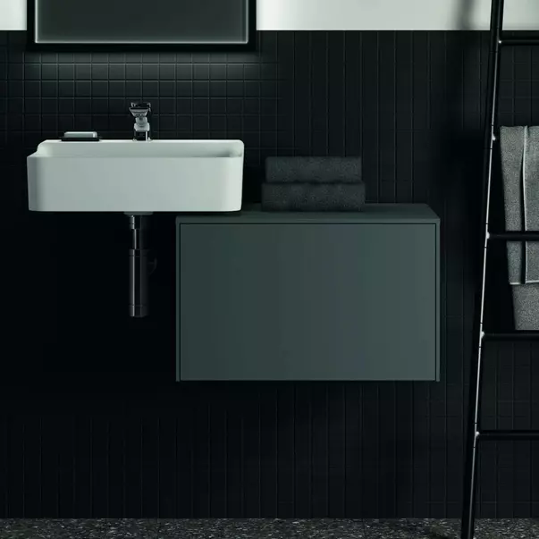 Mobilier Baie - Dulap baza suspendat Ideal Standard Atelier Conca antracit mat 1 sertar cu blat 60 cm