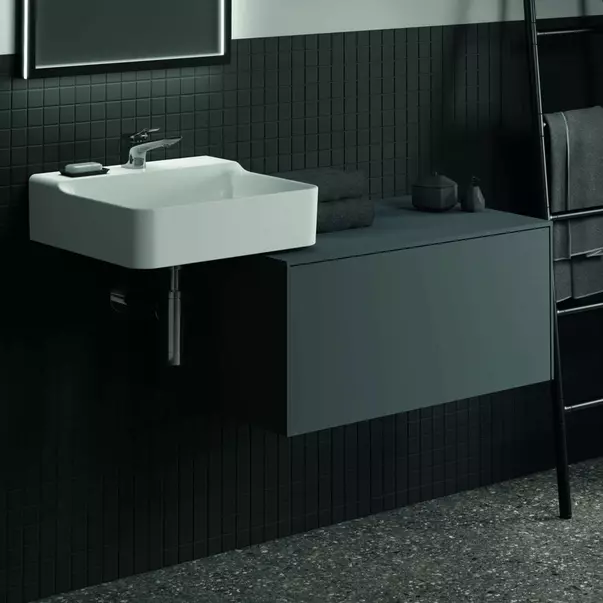 Mobilier Baie - Dulap baza suspendat Ideal Standard Atelier Conca antracit mat 1 sertar cu blat 80 cm