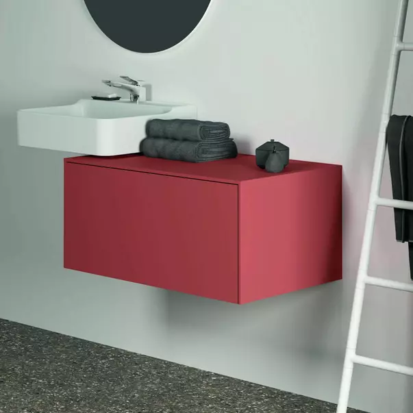 Dulap baza suspendat Ideal Standard Atelier Conca  rosu - oranj mat 1 sertar cu blat 80 cm [6]