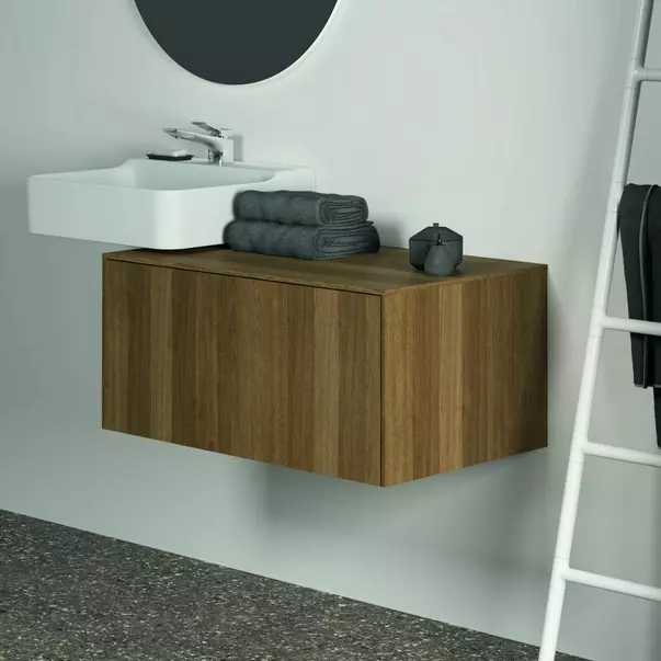 Dulap baza suspendat Ideal Standard Atelier Conca finisaj nuc inchis 1 sertar cu blat 80 cm [3]