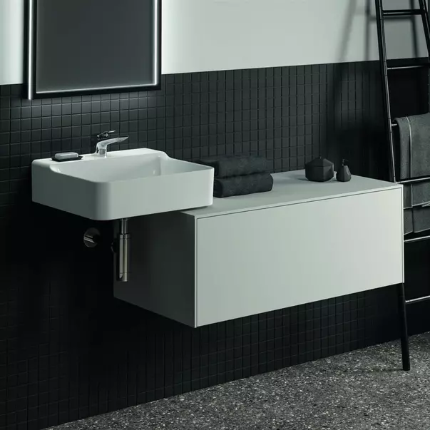 Mobilier Baie - Dulap baza suspendat Ideal Standard Atelier Conca alb mat 1 sertar cu blat 100 cm