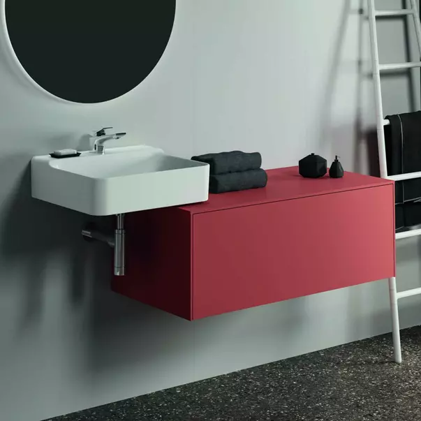  Dulapuri baie - Dulap baza suspendat Ideal Standard Atelier Conca  rosu - oranj mat 1 sertar cu blat 100 cm