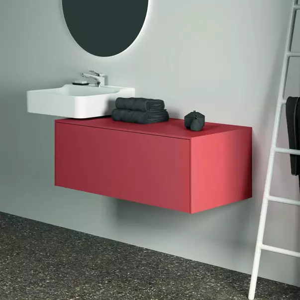 Dulap baza suspendat Ideal Standard Atelier Conca  rosu - oranj mat 1 sertar cu blat 100 cm [6]