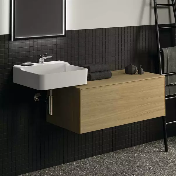  Dulapuri baie - Dulap baza suspendat Ideal Standard Atelier Conca finisaj stejar deschis 1 sertar cu blat 100 cm