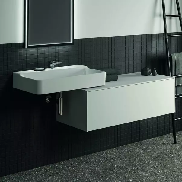 Mobilier Baie - Dulap baza suspendat Ideal Standard Atelier Conca alb mat 1 sertar cu blat 120 cm