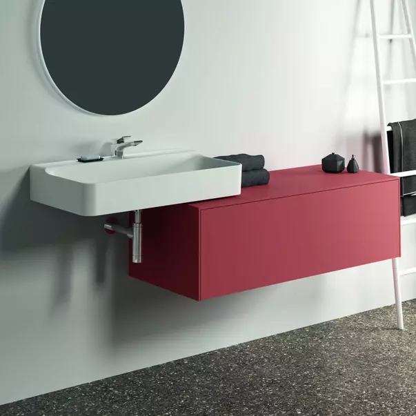 Dulap baza suspendat Ideal Standard Atelier Conca  rosu - oranj mat 1 sertar cu blat 120 cm [2]