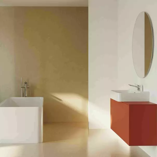Dulap baza suspendat Ideal Standard Atelier Conca  rosu - oranj mat 1 sertar cu blat 120 cm [3]