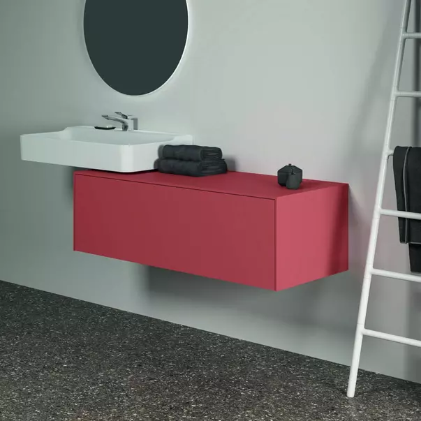 Dulap baza suspendat Ideal Standard Atelier Conca  rosu - oranj mat 1 sertar cu blat 120 cm [6]