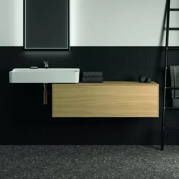 Dulap baza suspendat Ideal Standard Atelier Conca finisaj stejar deschis 1 sertar cu blat 120 cm [4]
