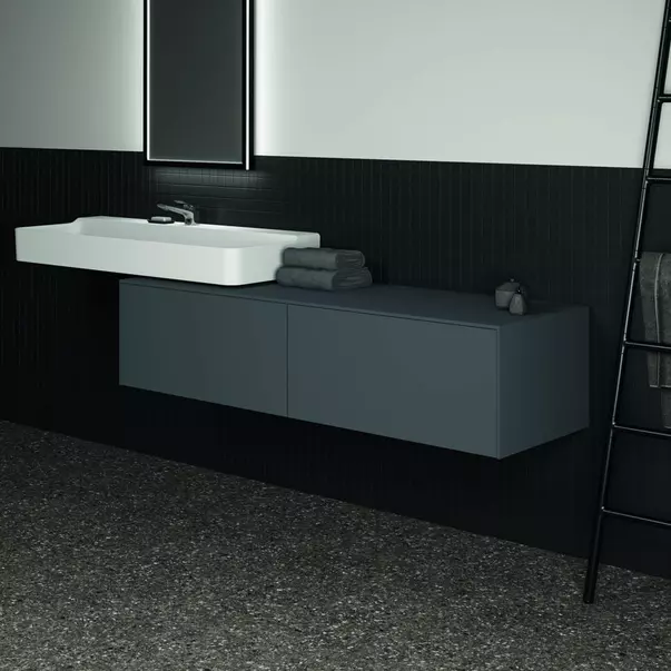 Dulap baza suspendat Ideal Standard Atelier Conca antracit mat 2 sertare cu blat 160 cm [4]