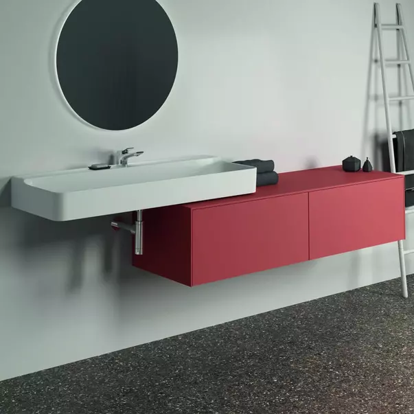  Dulapuri baie - Dulap baza suspendat Ideal Standard Atelier Conca  rosu - oranj mat 2 sertare cu blat 160 cm