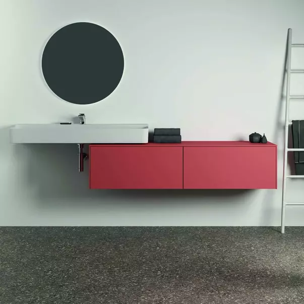 Dulap baza suspendat Ideal Standard Atelier Conca  rosu - oranj mat 2 sertare cu blat 160 cm [3]