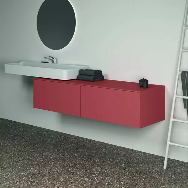 Dulap baza suspendat Ideal Standard Atelier Conca  rosu - oranj mat 2 sertare cu blat 160 cm [5]