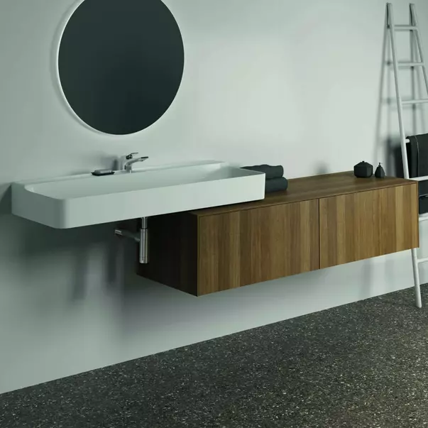Dulap baza suspendat Ideal Standard Atelier Conca finisaj nuc inchis 2 sertare cu blat 160 cm [2]