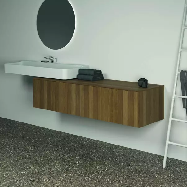 Dulap baza suspendat Ideal Standard Atelier Conca finisaj nuc inchis 2 sertare cu blat 160 cm [5]