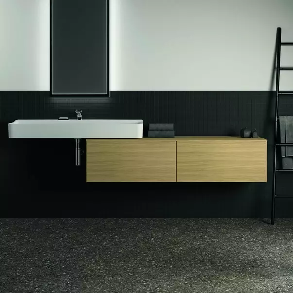 Dulap baza suspendat Ideal Standard Atelier Conca finisaj stejar deschis 2 sertare cu blat 160 cm [3]
